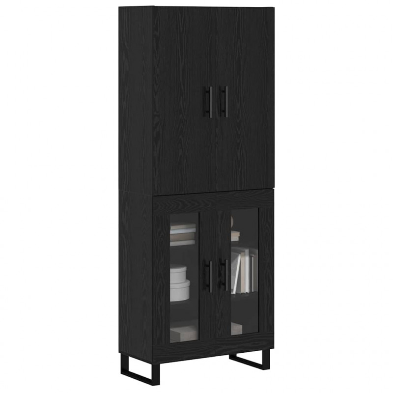 Highboard 2 pcs Czarny Dąb 69,5 x 34 x 180 cm