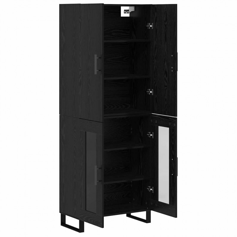 Highboard 2 pcs Czarny Dąb 69,5 x 34 x 180 cm