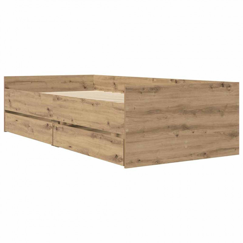 Ramka łóżka Dąb rzemieślniczy 100 x 200 cm Lite drewno sosnowe