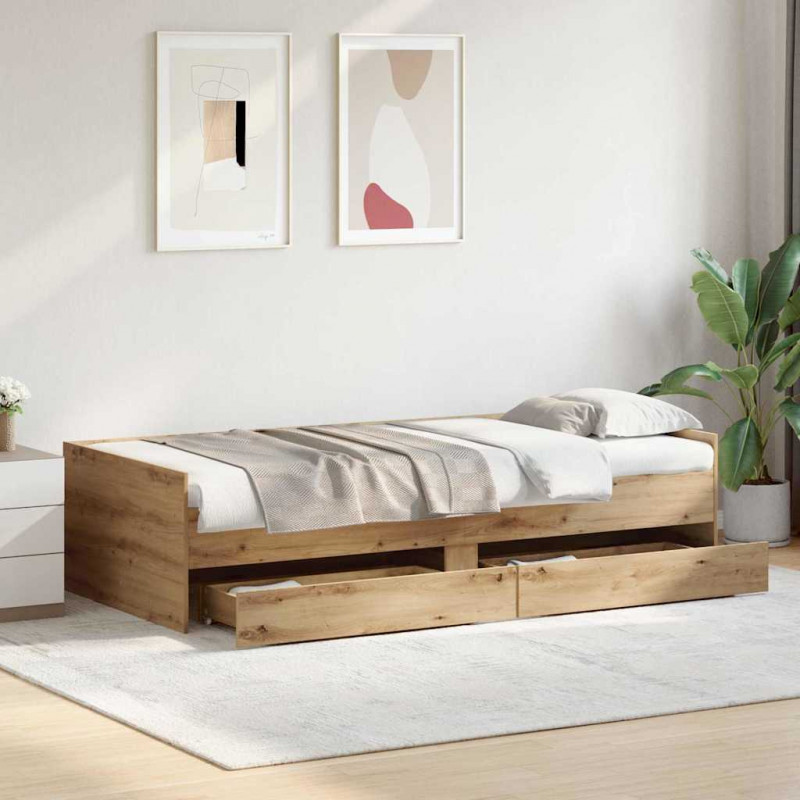 Ramka łóżka Dąb rzemieślniczy 100 x 200 cm Lite drewno sosnowe