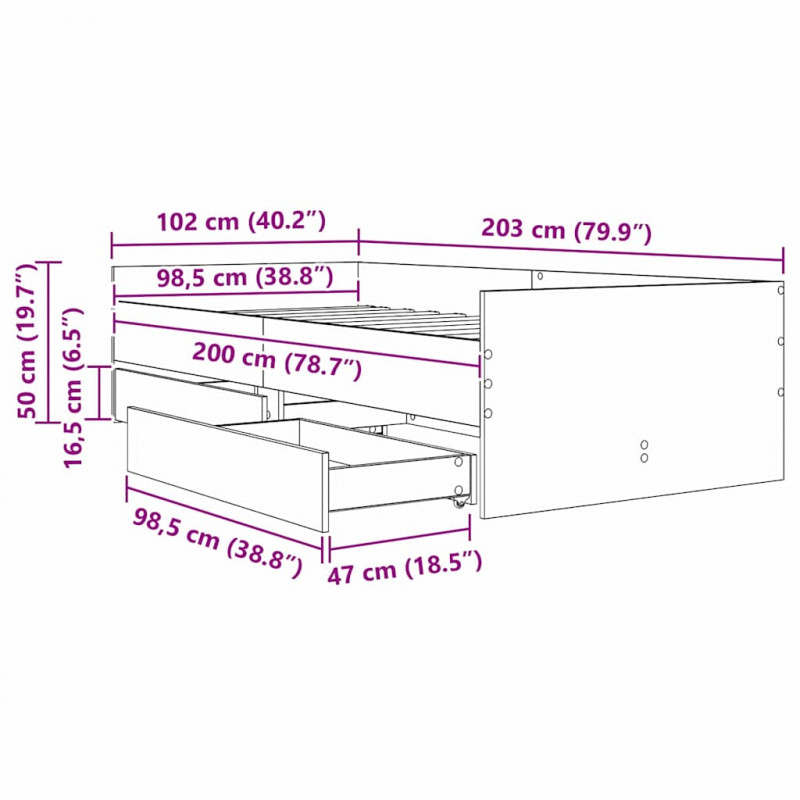 Ramka łóżka Dąb rzemieślniczy 100 x 200 cm Lite drewno sosnowe