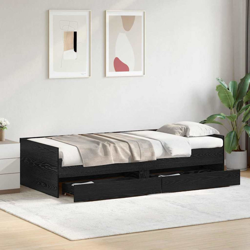 Ramka łóżka Czarny Dąb 90 x 190 cm Lite drewno sosnowe