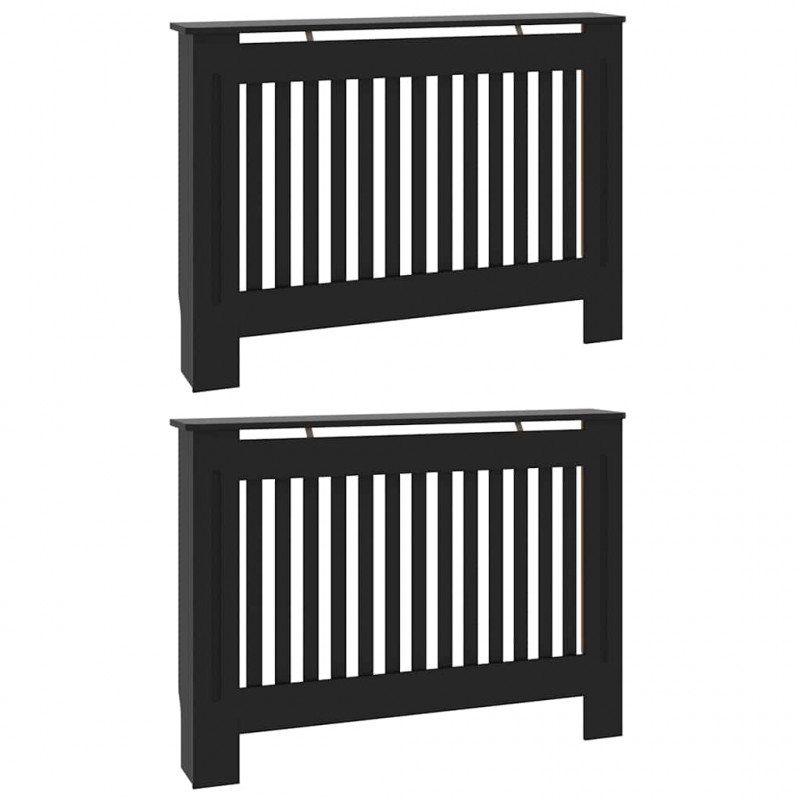 Pokrywa Grzejnika 2 pcs Czarny 112 x 19 x 81,5 cm
