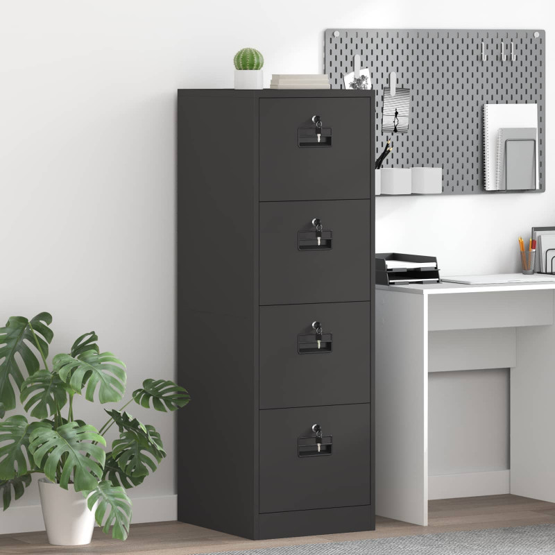 Szafka na dokumenty z szufladą 2 pcs Czarny 44 x 50 x 139 cm