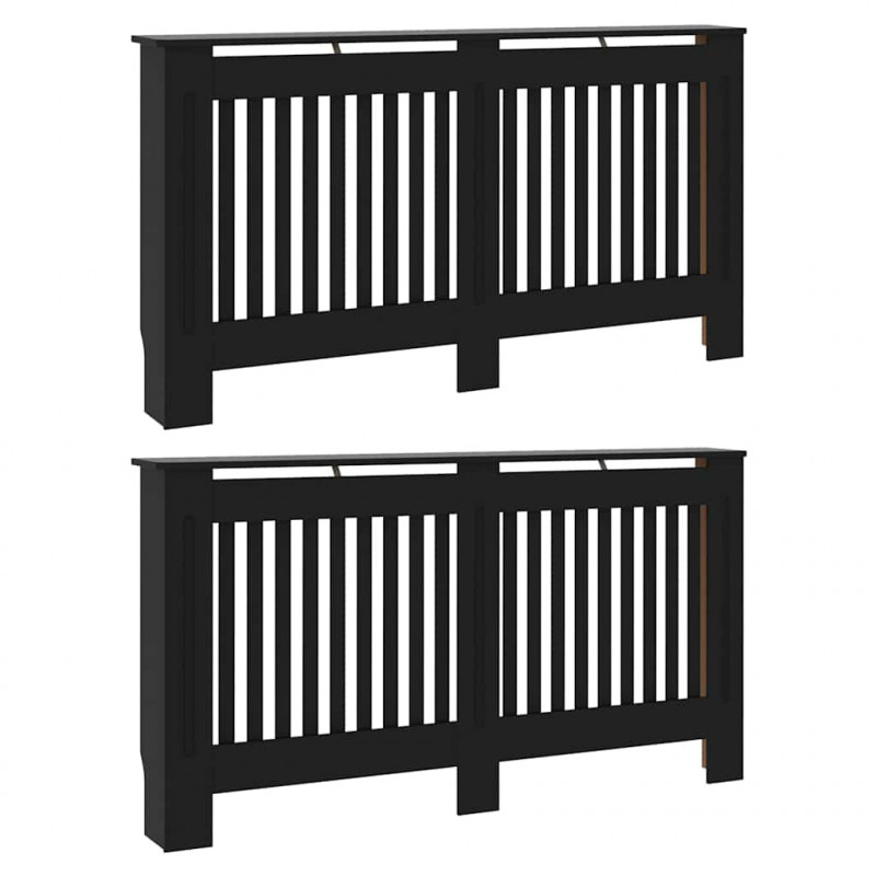 Pokrywa Grzejnika 2 pcs Czarny 152 x 19 x 81,5 cm
