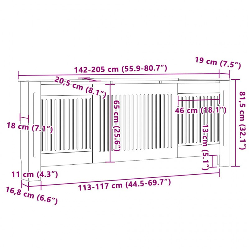 Pokrywa Grzejnika 2 pcs Biały 205 x 20,5 x 81,5 cm