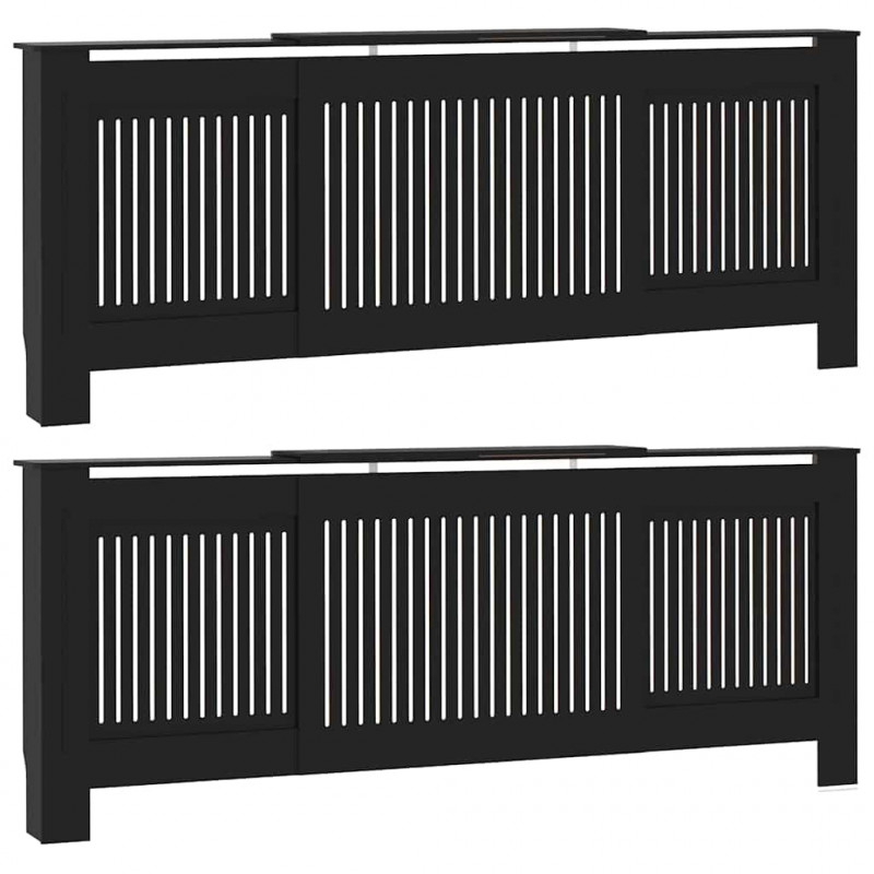 Pokrywa Grzejnika 2 pcs Czarny 205 x 20,5 x 81,5 cm