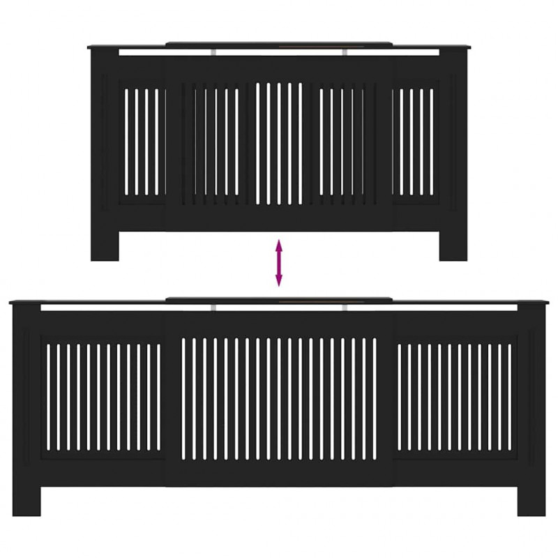 Pokrywa Grzejnika 2 pcs Czarny 205 x 20,5 x 81,5 cm