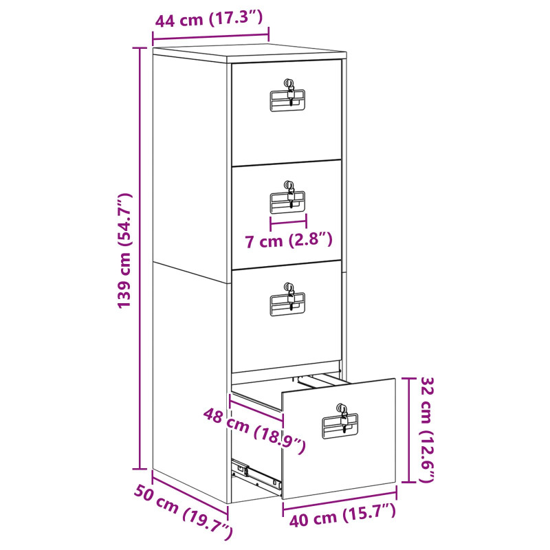 Szafka na dokumenty 2 pcs Zielony oliwkowy 44 x 50 x 139 cm