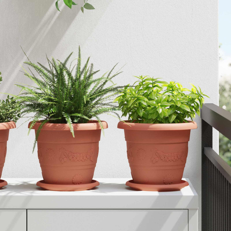 Doniczki 6 pcs Czerwony ceglasty Ø 26 x 21.5 cm