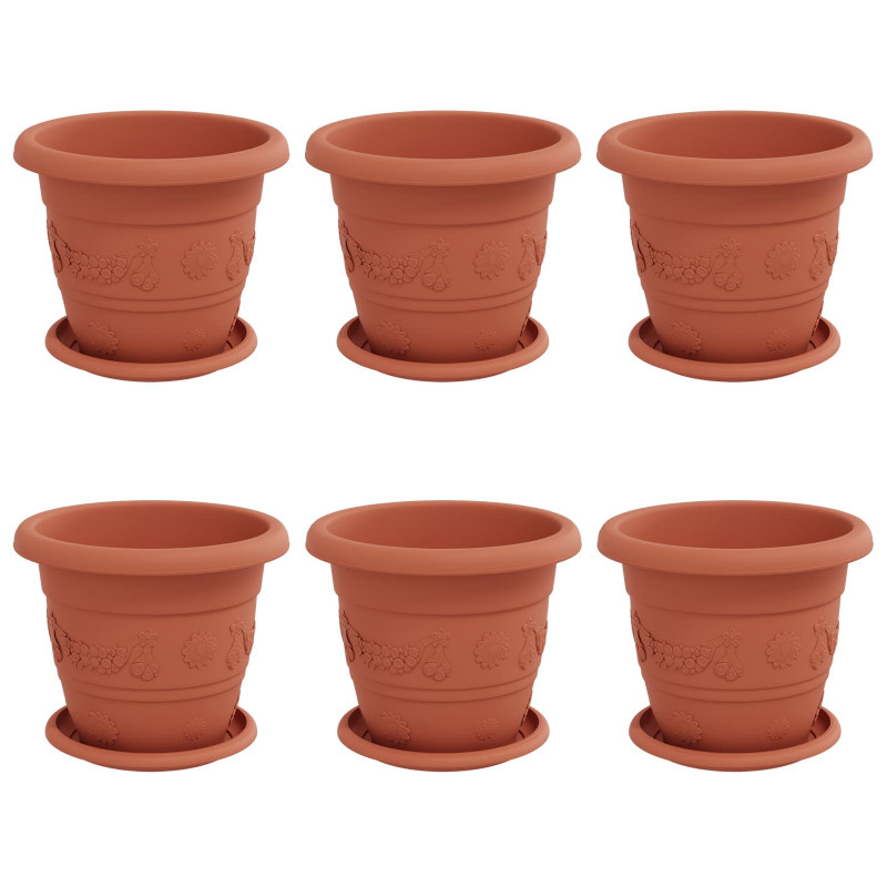 Doniczki 6 pcs Czerwony ceglasty Ø 26 x 21.5 cm