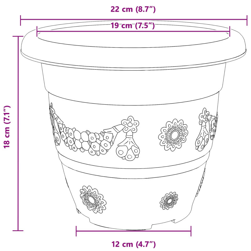 Doniczki 6 pcs Czerwony ceglasty Ø 26 x 21.5 cm