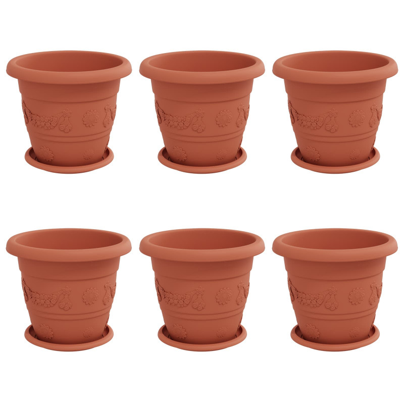 Doniczki 6 pcs Czerwony ceglasty Ø 26 x 21.5 cm
