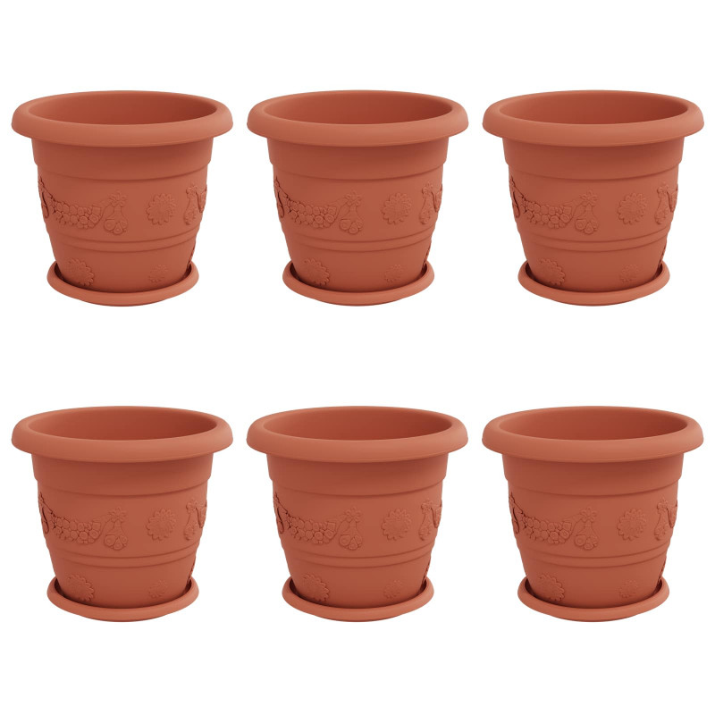 Doniczki 6 pcs Czerwony ceglasty Ø 26 x 21.5 cm