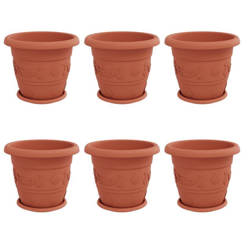 Doniczki 6 pcs Czerwony ceglasty Ø 26 x 21.5 cm