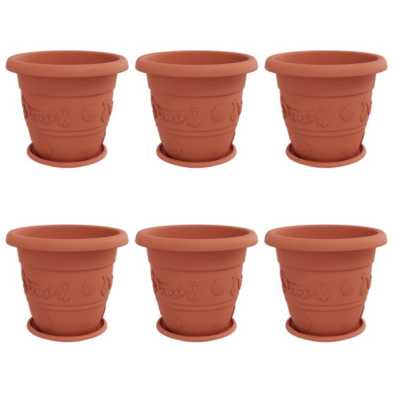 Doniczki 6 pcs Czerwony ceglasty Ø 26 x 21.5 cm