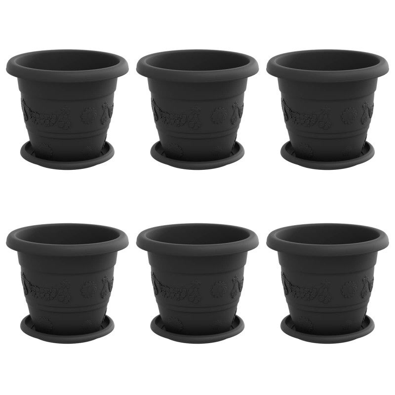 Doniczki 6 pcs Czarny Ø 26 x 21.5 cm Z tworzywa sztucznego