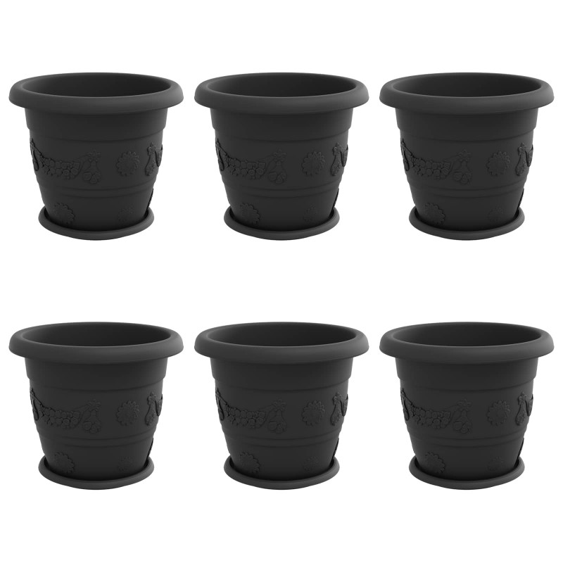 Doniczki 6 pcs Czarny Ø 26 x 21.5 cm Z tworzywa sztucznego