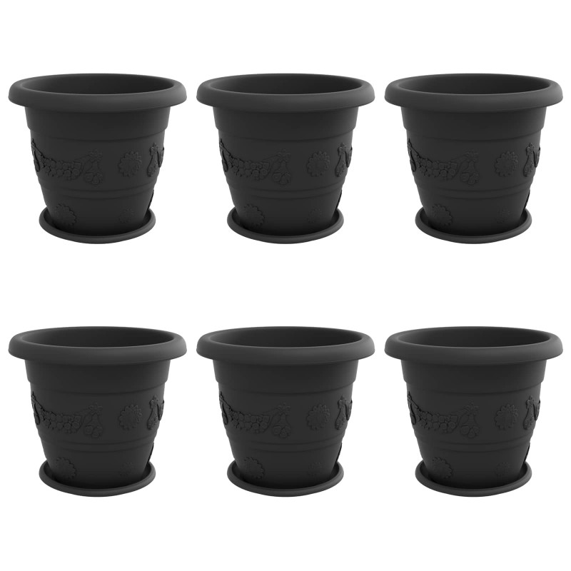 Doniczki 6 pcs Czarny Ø 26 x 21.5 cm Z tworzywa sztucznego