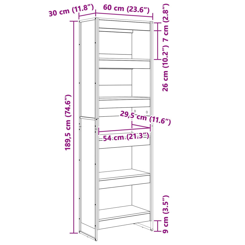 Szafka na książki 2 pcs Stare drewno 80 x 30 x 155 cm