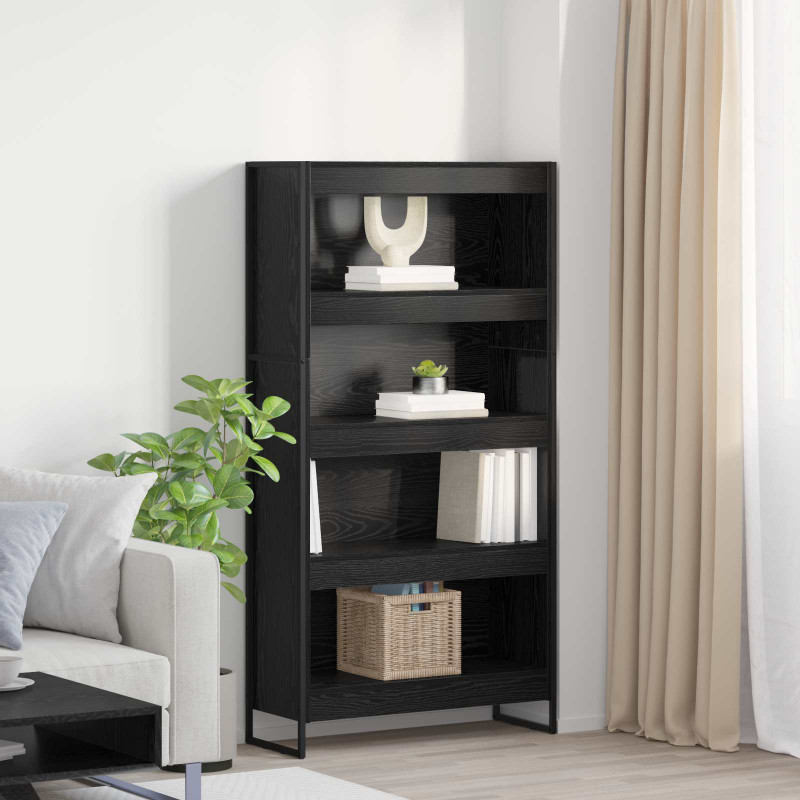 Szafka na książki 2 pcs Czarny Dąb 80 x 30 x 155 cm