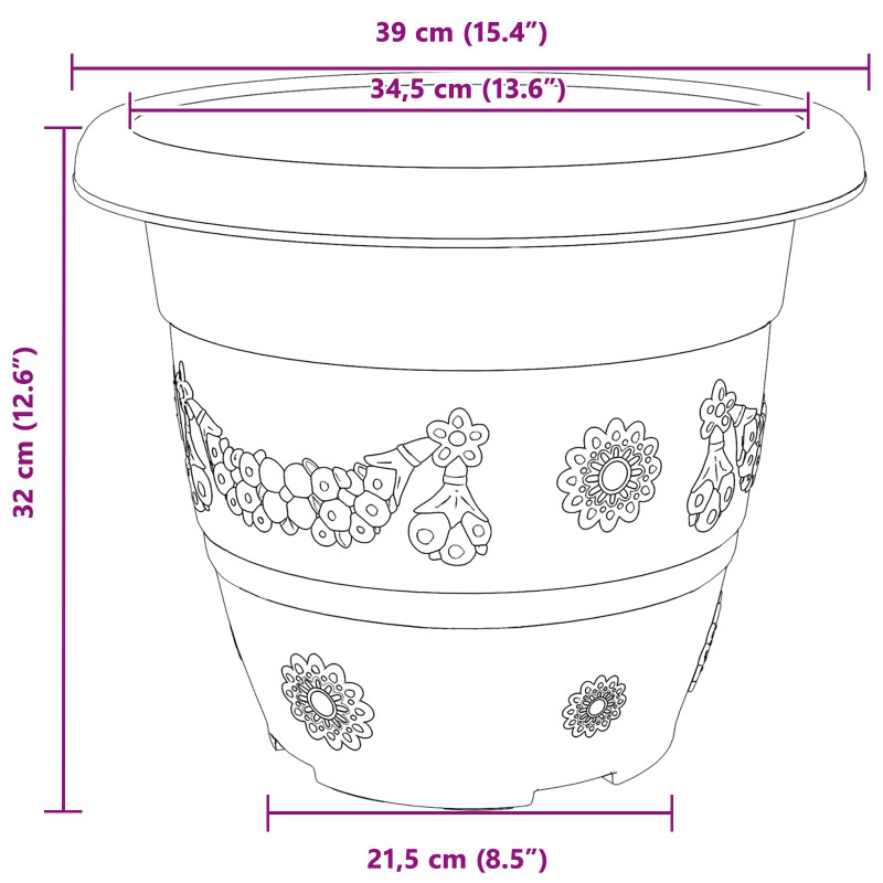 Doniczki 24 pcs Czerwony ceglasty Ø 26 x 21.5 cm