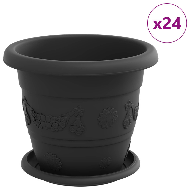 Doniczki 24 pcs Czarny Ø 26 x 21.5 cm Z tworzywa sztucznego