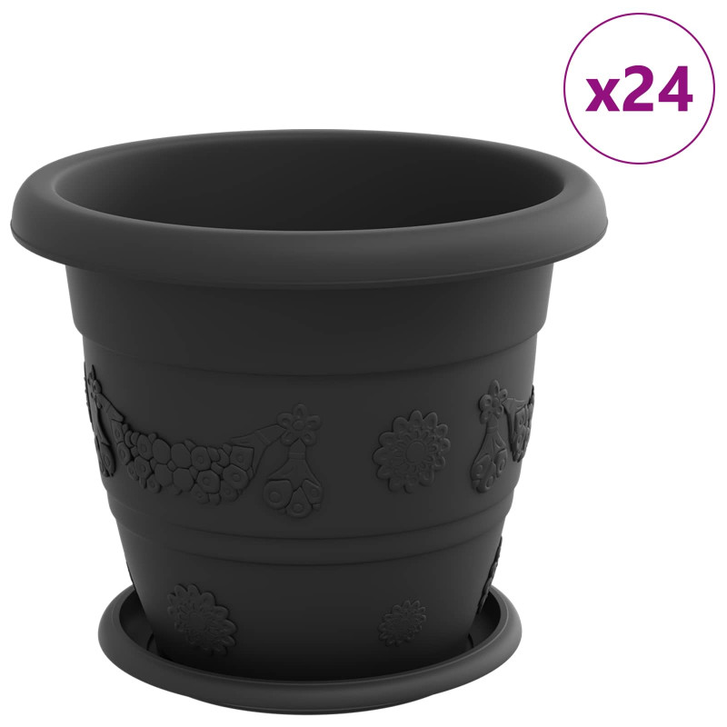 Doniczki 24 pcs Czarny Ø 26 x 21.5 cm Z tworzywa sztucznego