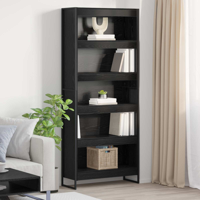 Szafka na książki 2 pcs Czarny Dąb 80 x 30 x 155 cm