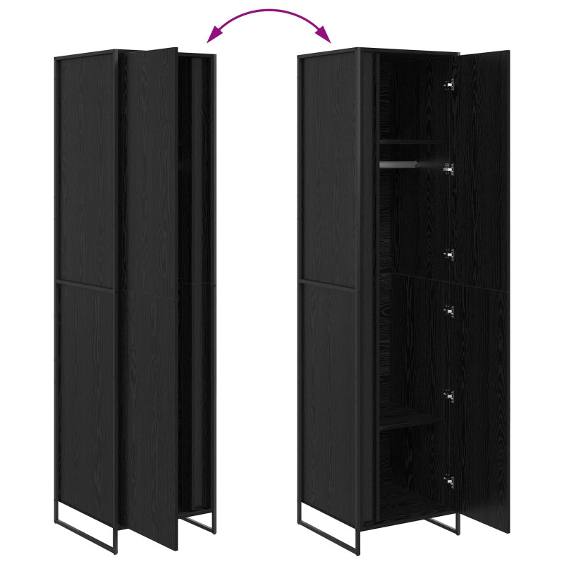 Szafa 2 pcs Czarny Dąb 50 x 50 x 200 cm Materiał drewnopochodny