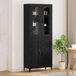 Highboard Czarny Dąb 69,5 x 34 x 180 cm Materiał drewnopochodny