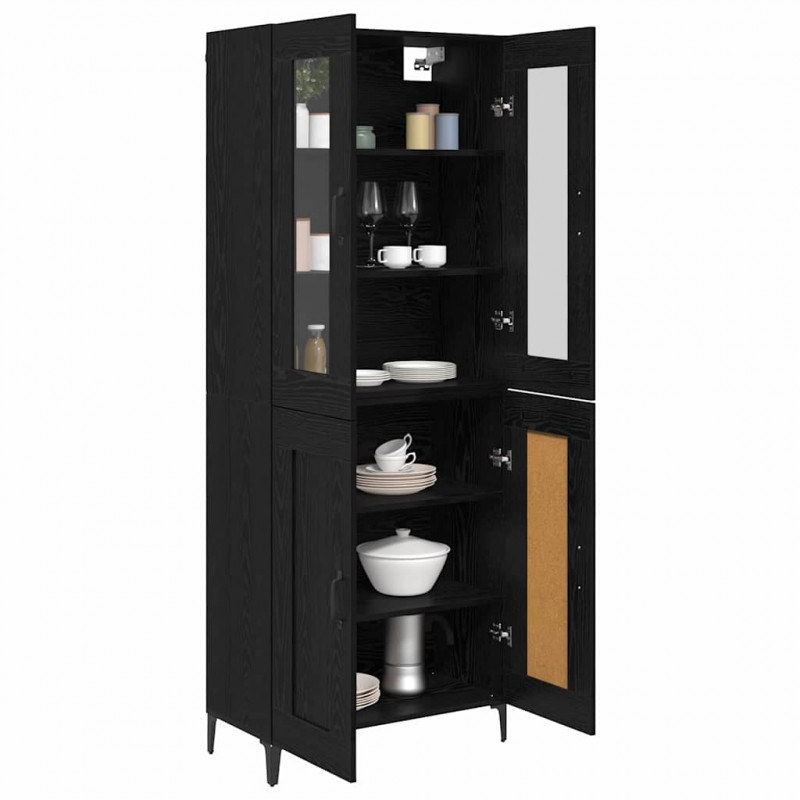 Highboard Czarny Dąb 69,5 x 34 x 180 cm Materiał drewnopochodny