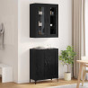 Highboard Czarny Dąb 69,5 x 34 x 180 cm Materiał drewnopochodny