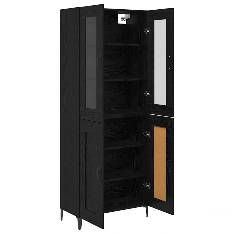 Highboard Czarny Dąb 69,5 x 34 x 180 cm Materiał drewnopochodny