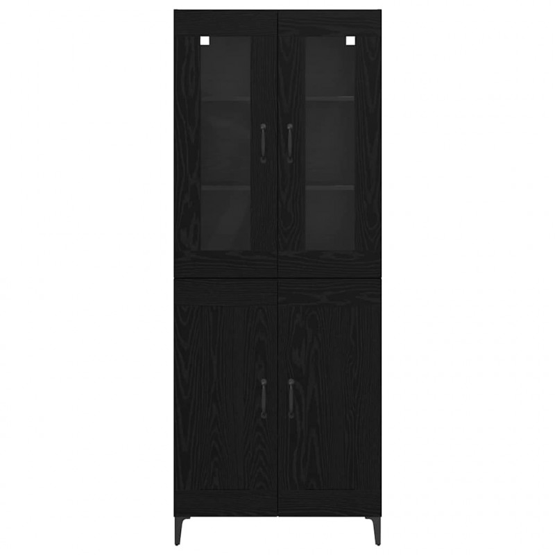 Highboard Czarny Dąb 69,5 x 34 x 180 cm Materiał drewnopochodny