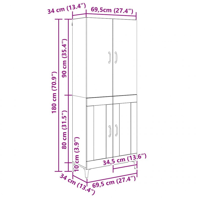 Highboard Stare drewno 69,5 x 34 x 180 cm