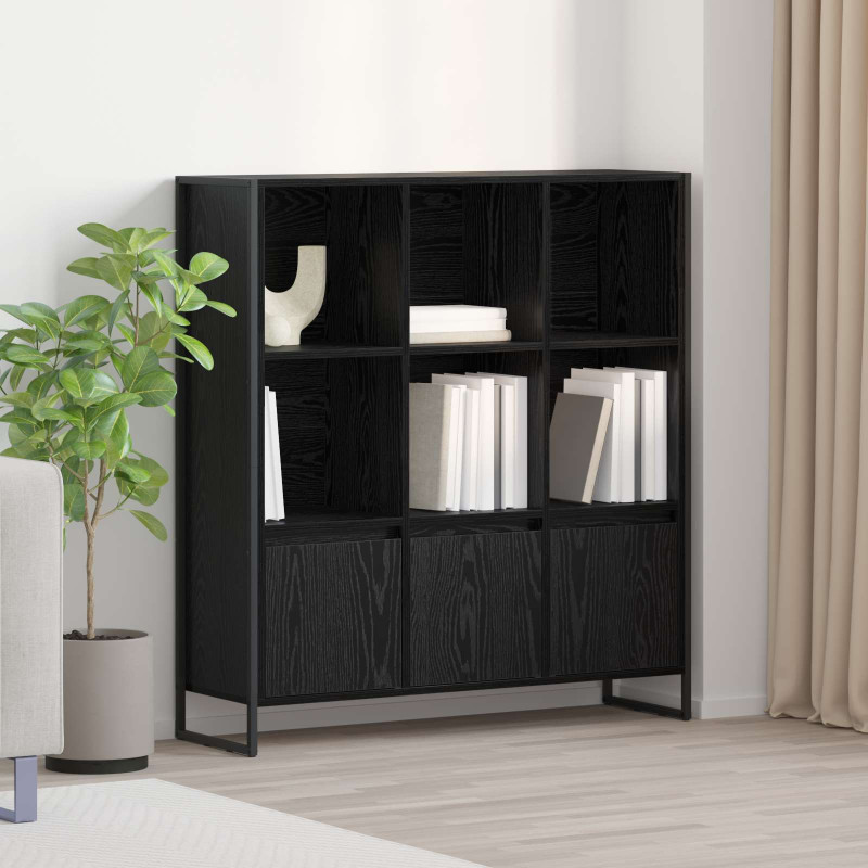 Szafka na książki 2 pcs Czarny Dąb 99,5 x 30 x 108 cm