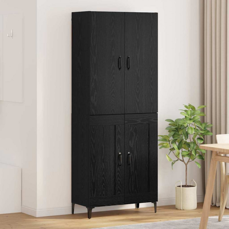 Highboard Czarny Dąb 69,5 x 34 x 180 cm Materiał drewnopochodny