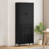 Highboard Czarny Dąb 69,5 x 34 x 180 cm Materiał drewnopochodny