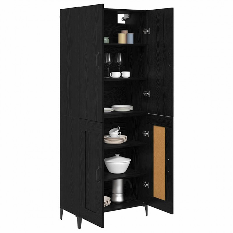Highboard Czarny Dąb 69,5 x 34 x 180 cm Materiał drewnopochodny