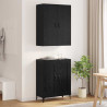 Highboard Czarny Dąb 69,5 x 34 x 180 cm Materiał drewnopochodny