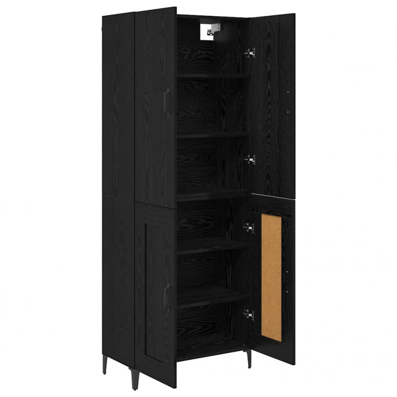 Highboard Czarny Dąb 69,5 x 34 x 180 cm Materiał drewnopochodny