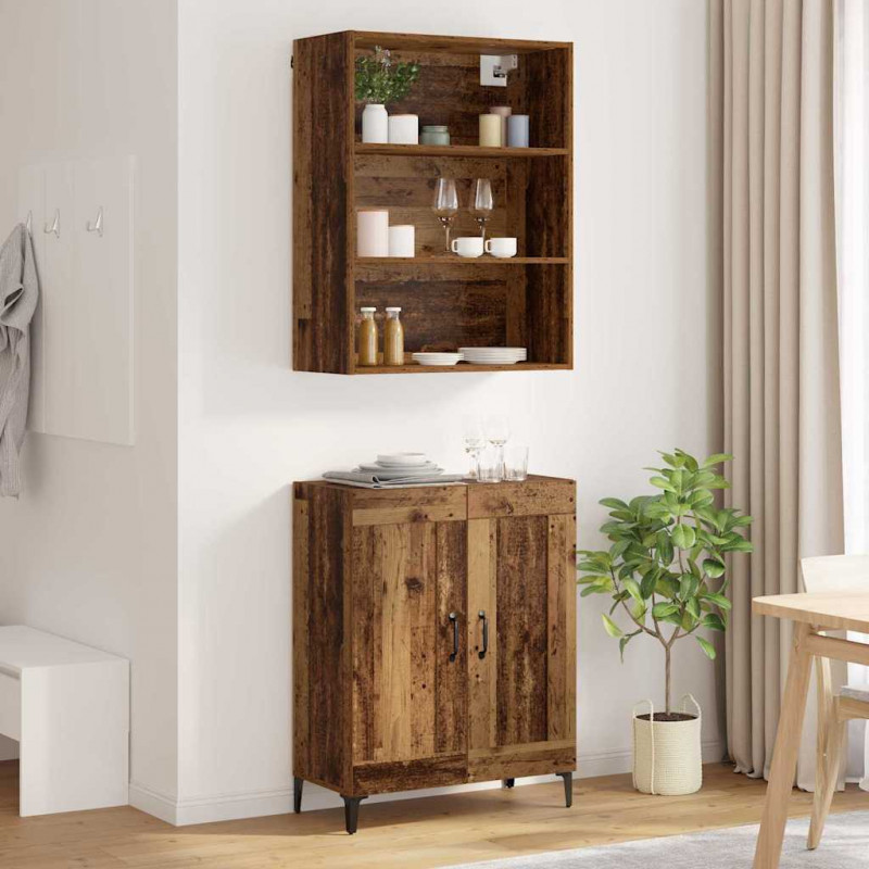 Highboard 2 pcs Stare drewno Materiał drewnopochodny