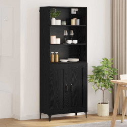 Highboard 2 pcs Czarny dąb Materiał drewnopochodny