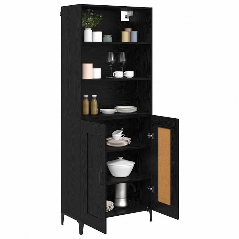 Highboard 2 pcs Czarny dąb Materiał drewnopochodny
