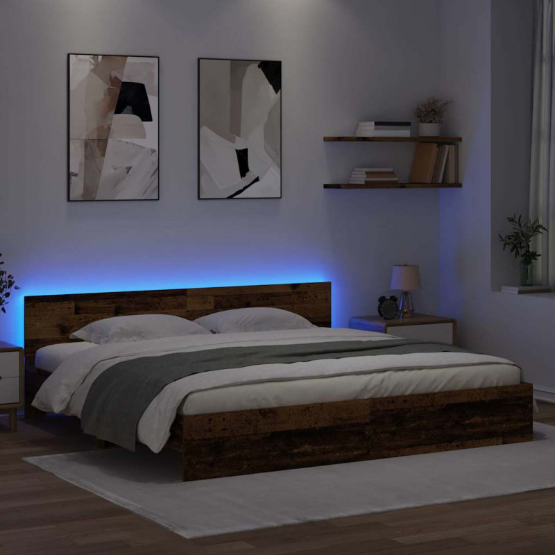Ramka łóżka Stare drewno 180 x 200 cm Materiał drewnopochodny