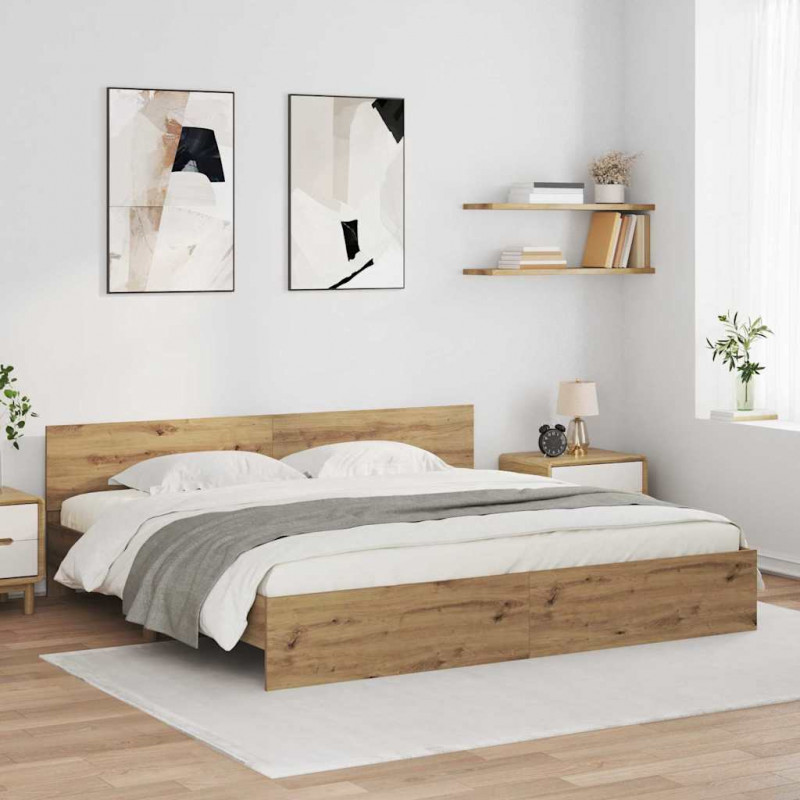 Ramka łóżka Ze LED Lights Dąb rzemieślniczy 180 x 200 cm