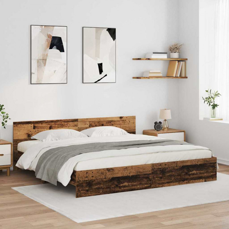 Ramka łóżka Stare drewno 200 x 200 cm Materiał drewnopochodny