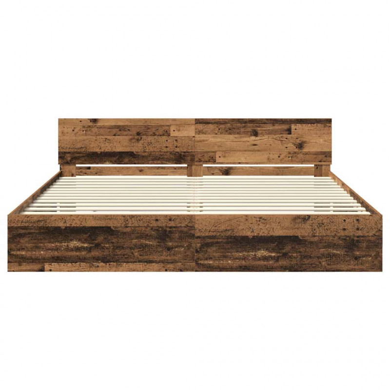 Ramka łóżka Stare drewno 200 x 200 cm Materiał drewnopochodny