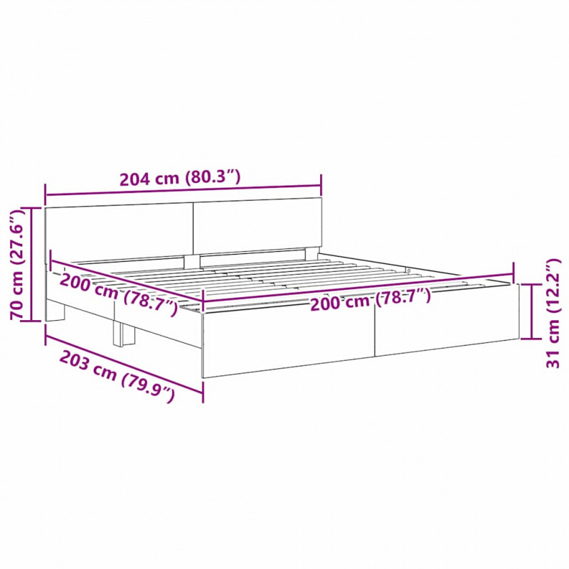 Ramka łóżka Stare drewno 200 x 200 cm Materiał drewnopochodny